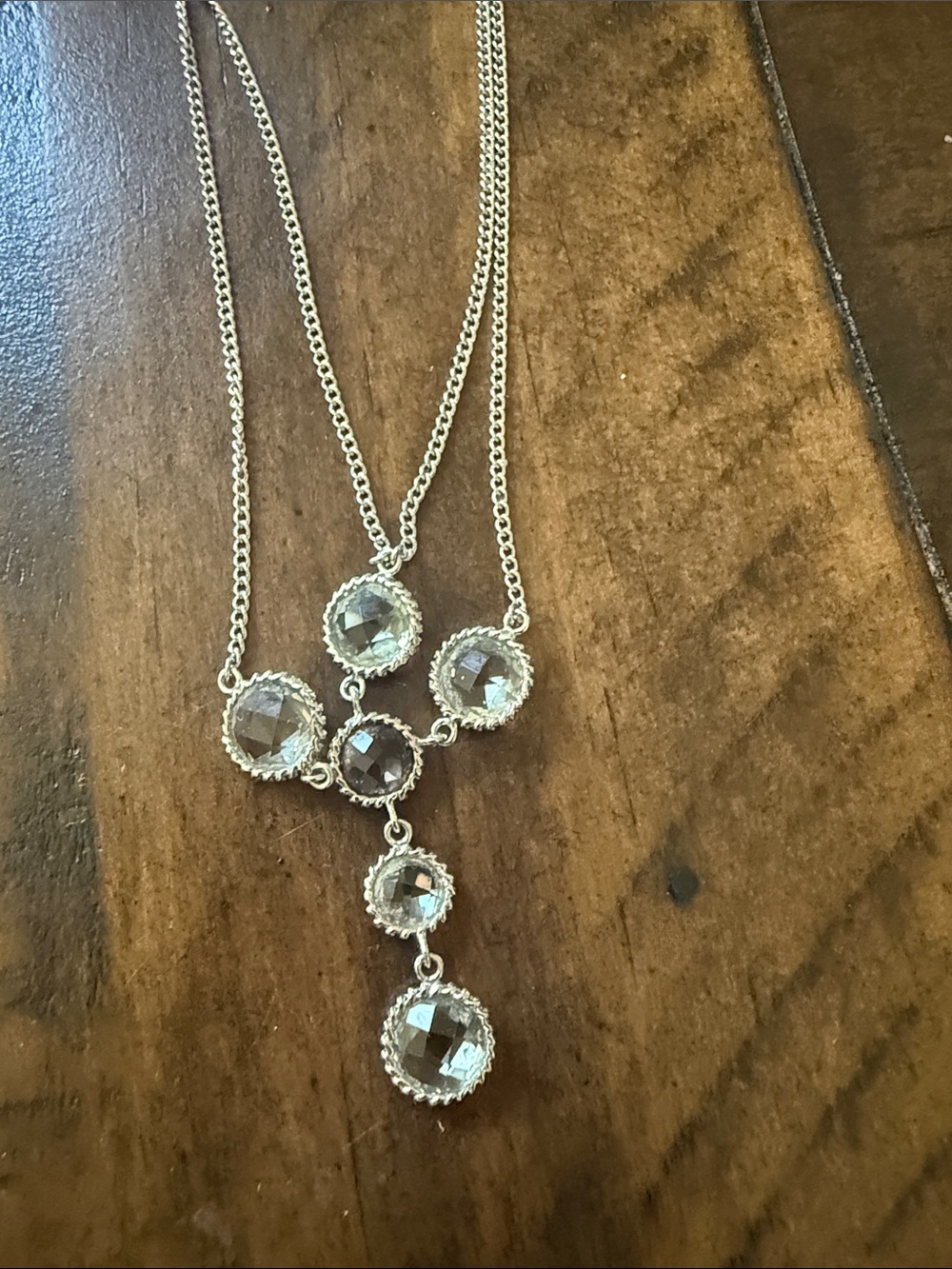 Sterling Silver Multi-Stone Layered Cross Pendant Necklace - Picture 6 of 10